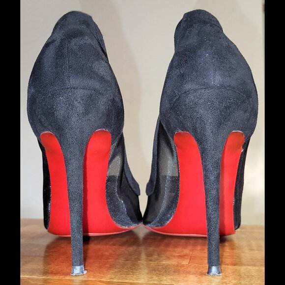 Kris & Jessy Black Suede Leather & Mesh High Heel Stiletto Pumps US 8.5 - Picture 13 of 14